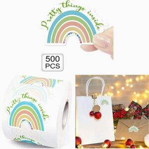 🍎 New 500 Pretty Things Inside Rainbow Stickers Labels Small Business